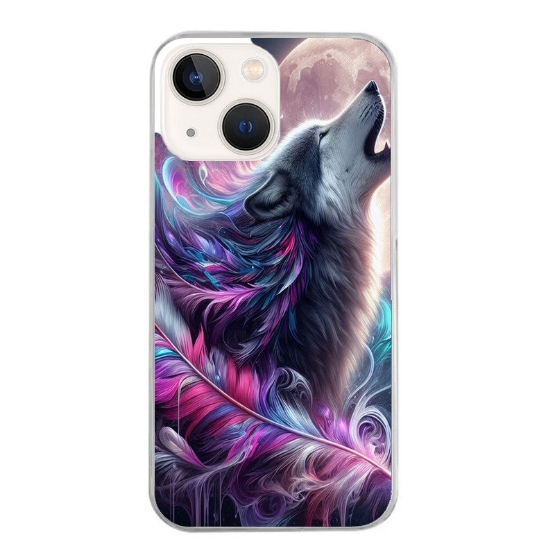 Coque taperso pour Iphone 11 et PRO PRO MAX avec motif loup et plume protection antichoc personnalisée