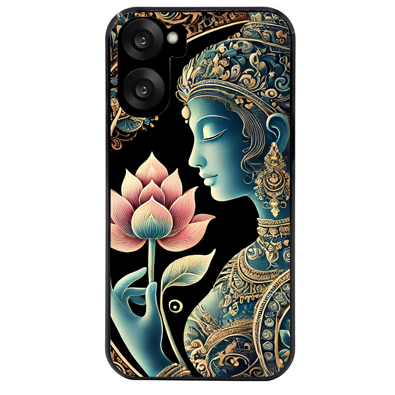 Coque noire taperso pour OnePlus Nord CE5 avec motif bouddha et lotus protection antichoc personnalisée