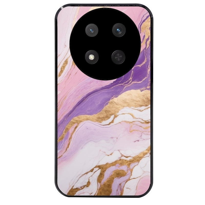 Coque noire taperso pour Magic 7 LITE et PRO avec motif marbre violet protection antichoc personnalisée