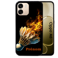 Coque noire taperso pour OPPO A6 A6X 4G et 5G avec motif badminton flamme personnalise protection antichoc personnalisée