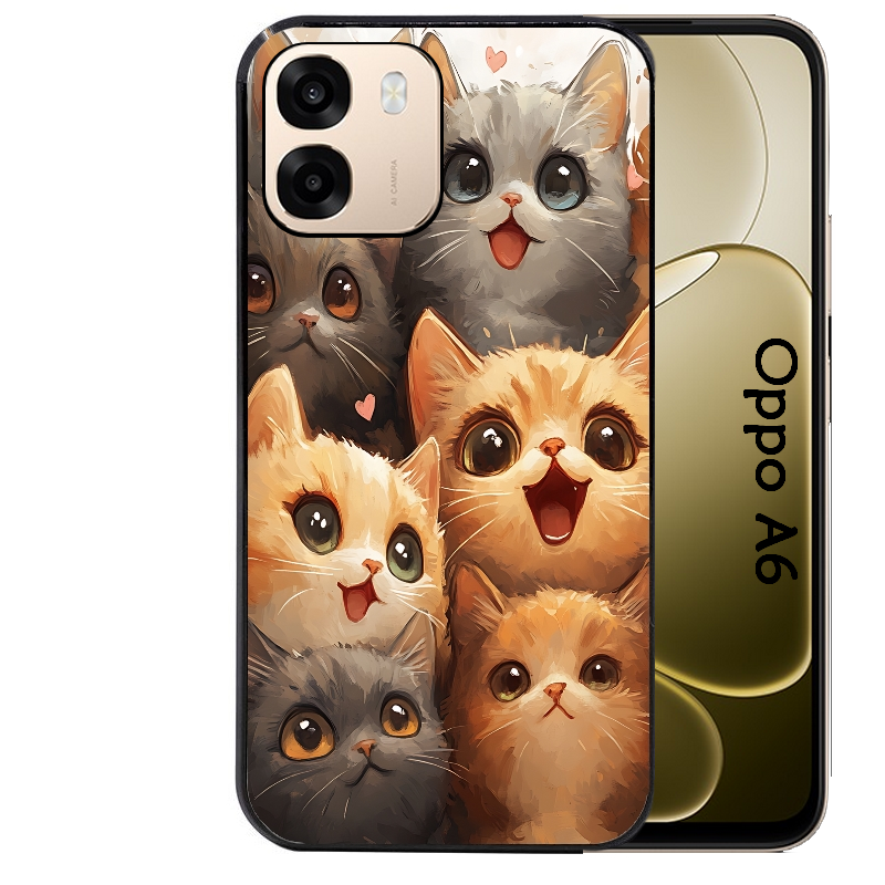 Coque noire taperso pour OPPO A6 A6X 4G et 5G avec motif chat smile protection antichoc personnalisée