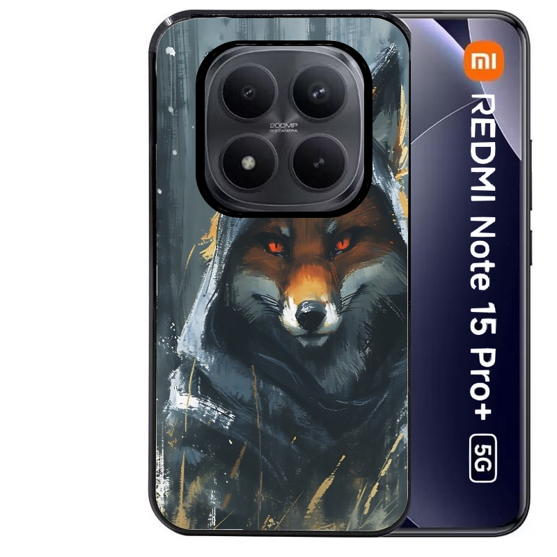 Coque noire taperso pour Redmi Note 15 et PRO PLUS 4G 5G avec motif renard fox des bois protection antichoc personnalisée