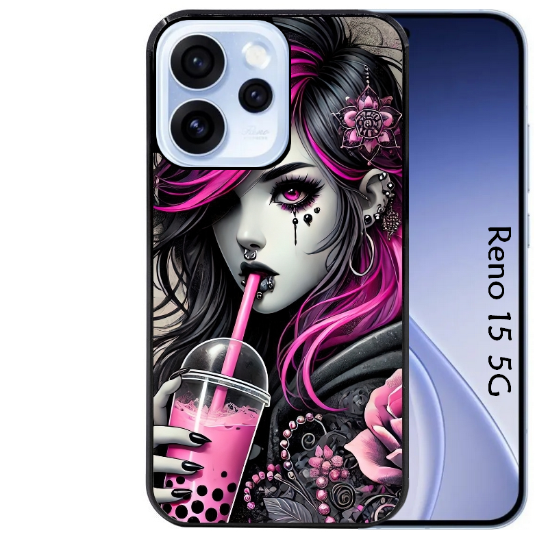 Coque noire taperso pour OPPO Reno 15 et F FS 5G avec motif anime et gothic boba protection antichoc personnalisée
