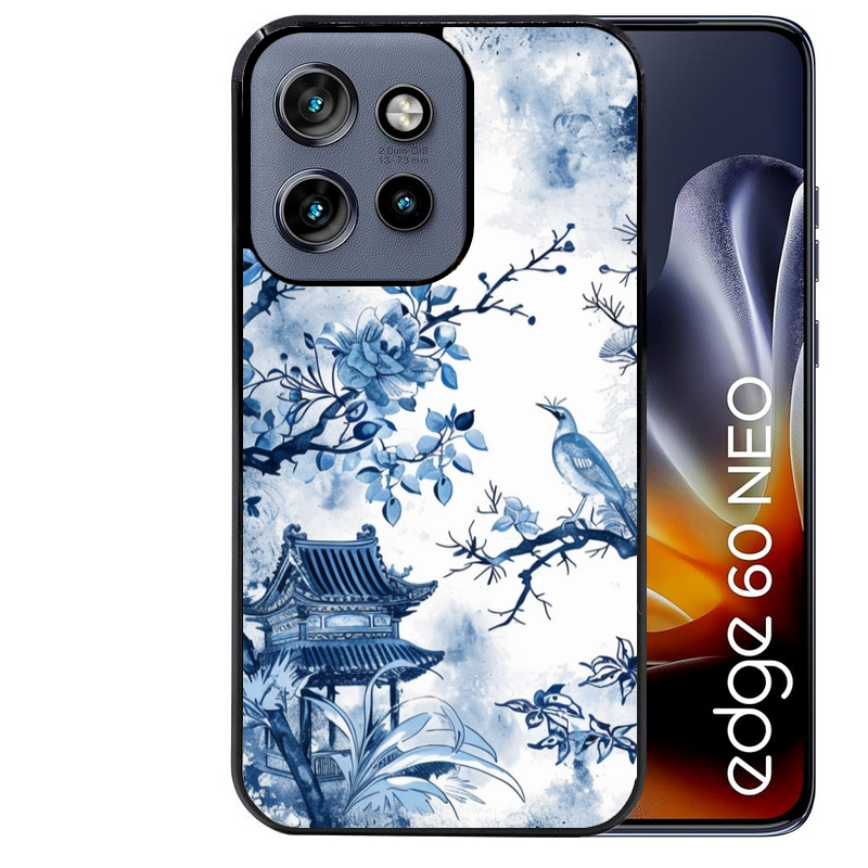 Coque noire taperso pour Moto Edge 60 et Neo Fusion Pro avec motif japan art protection antichoc personnalisée