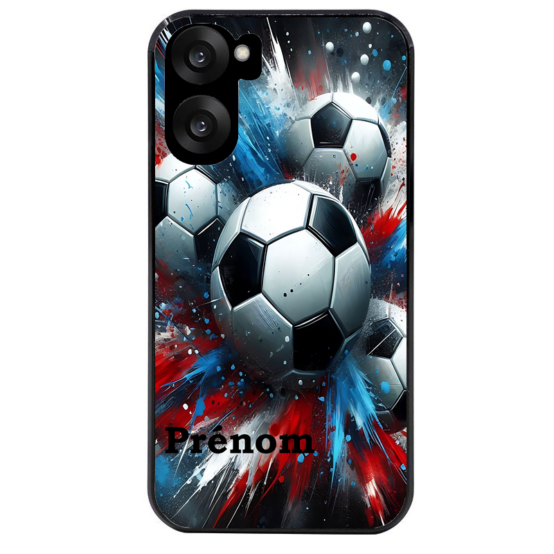 Coque noire taperso pour OnePlus Nord CE5 avec motif foot tricolore personnalisee protection antichoc personnalisée