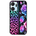 Coque noire taperso pour Honor X7A avec motif leopard et fleur protection antichoc personnalisée