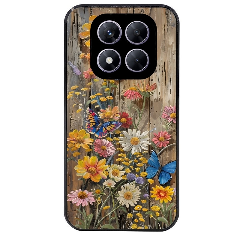 Coque noire taperso pour Redmi Note 14 et PRO PLUS 4G 5G avec motif bois et papillon 1 protection antichoc personnalisée
