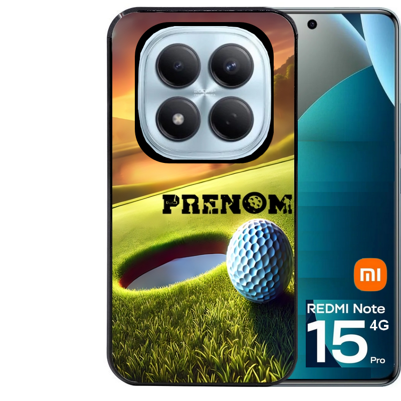 Coque noire taperso pour Redmi Note 15 et PRO PLUS 4G 5G avec motif golf personnalisee protection antichoc personnalisée