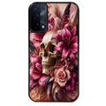 Coque noire taperso pour OPPO A54 et A74 5G avec motif tete de mort skull plume protection antichoc personnalisée