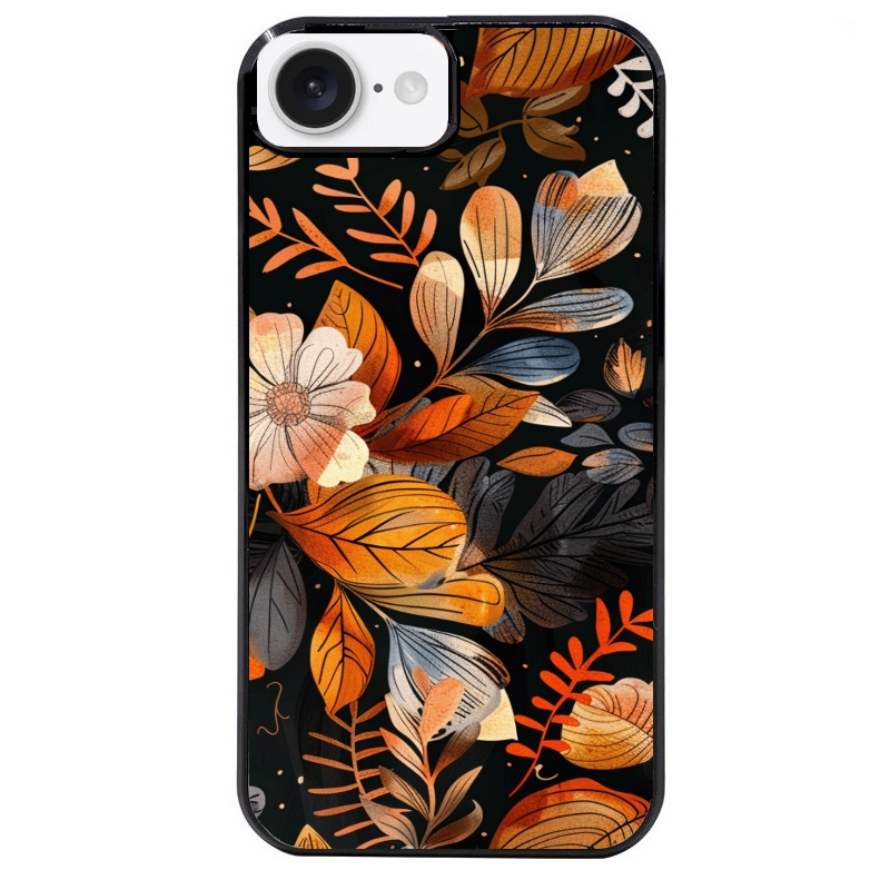 Coque noire taperso pour Iphone 17 17E AIR MAX PRO avec motif fleur automne protection antichoc personnalisée