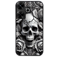 Coque noire taperso pour POCO M6 4G avec motif tete de mort fleur protection antichoc personnalisée