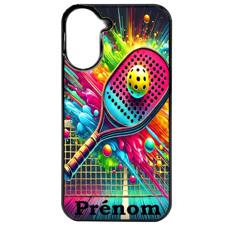 Coque noire taperso pour POCO C71 4G avec motif padel raquette personnalisee protection antichoc personnalisée