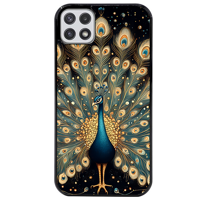 Coque noire taperso pour galaxy A22 A32 A52 A52S 4G 5G  avec motif paon mandala protection antichoc personnalisée