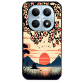 Coque noire taperso pour POCO M8 5G et PRO 5G avec motif japan cerisier protection antichoc personnalisée