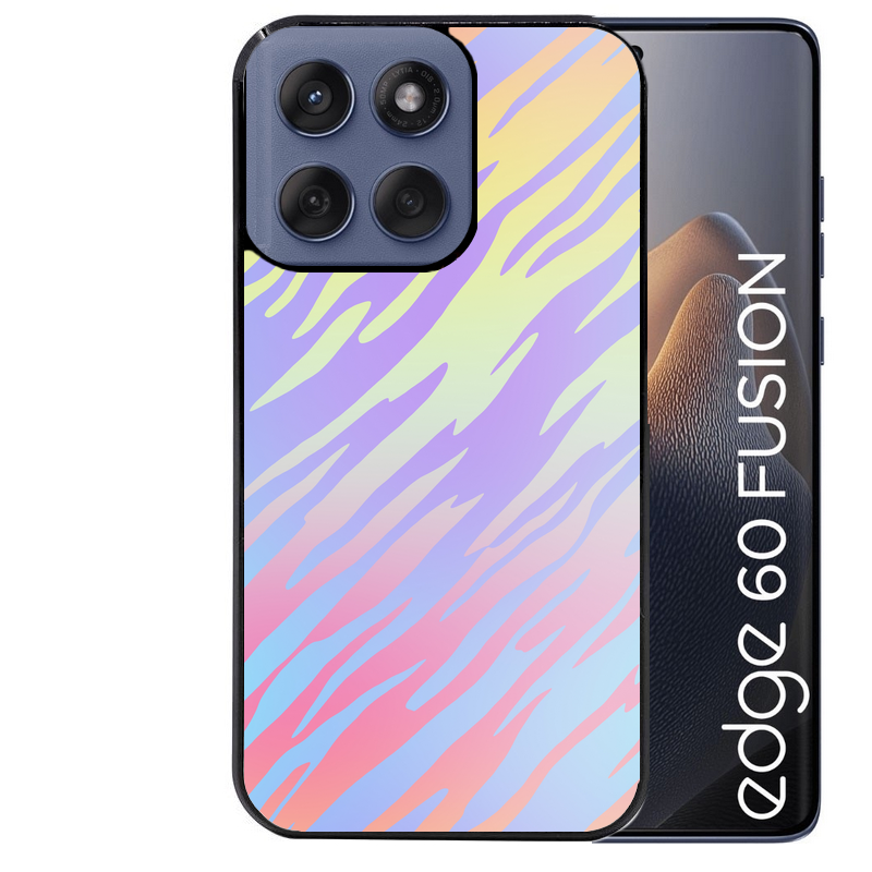 Coque noire taperso pour Moto Edge 60 et Neo Fusion Pro avec motif zebre pastel protection antichoc personnalisée