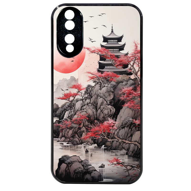 Coque noire taperso pour Honor 70 LITE 90 et LITE avec motif japan et temple protection antichoc personnalisée