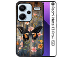 Coque noire taperso pour Redmi Note 13 PRO PLUS 5G avec motif bois et papillon 2 protection antichoc personnalisée