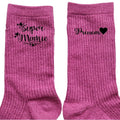 Chaussettes personnalisée paillettes rose motif super mamie