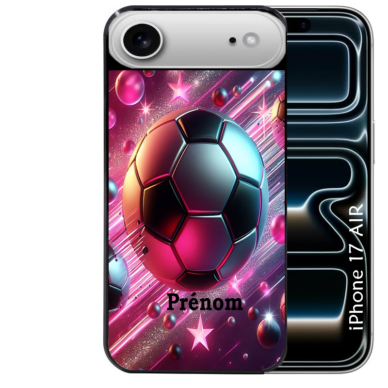 Coque noire taperso pour Iphone 17 17E AIR MAX PRO avec motif foot etoile personnalisee protection antichoc personnalisée
