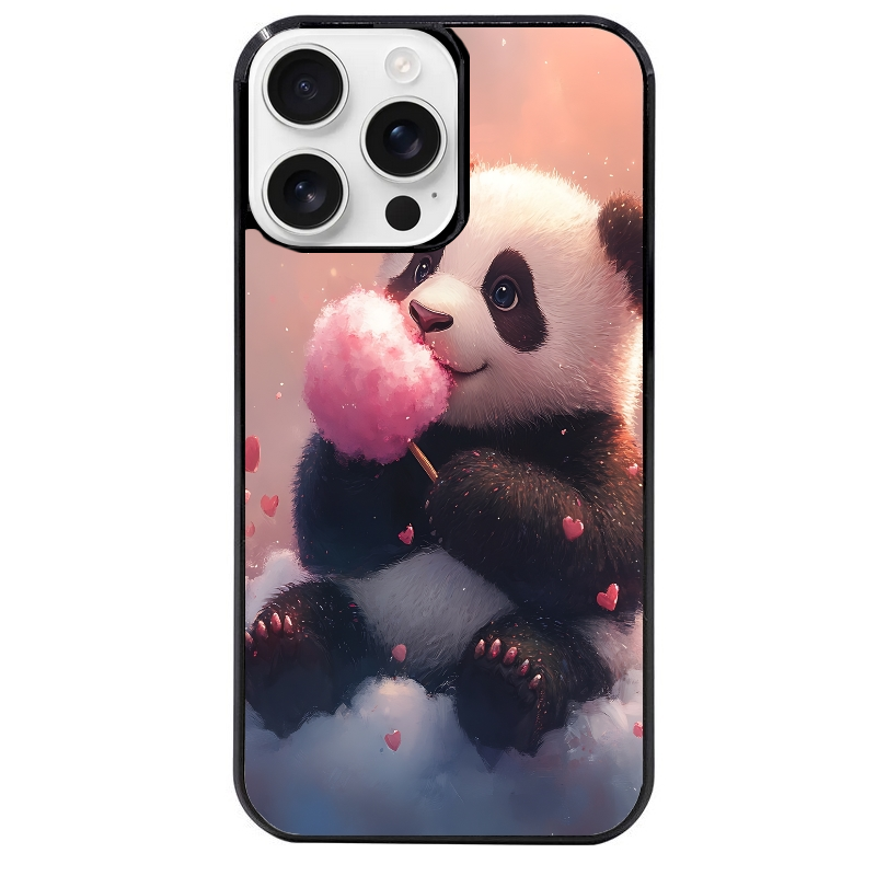 Coque noire taperso pour Iphone 16 16E PLUS MAX PRO avec motif panda bonbon protection antichoc personnalisée