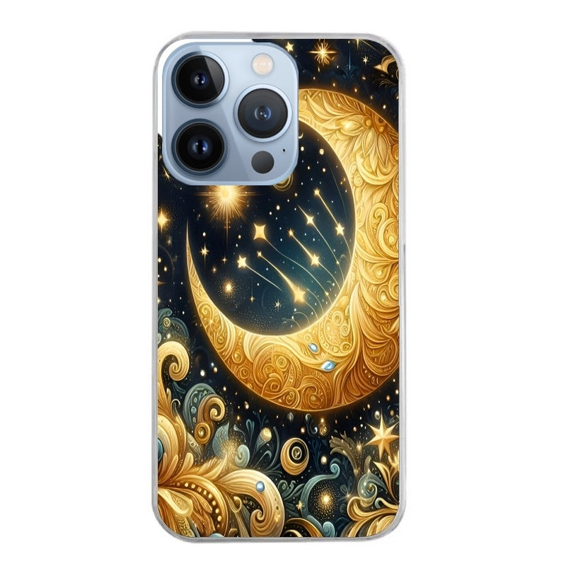 Coque taperso pour Iphone 13 et PRO MINI PRO MAX avec motif lune et etoile protection antichoc personnalisée