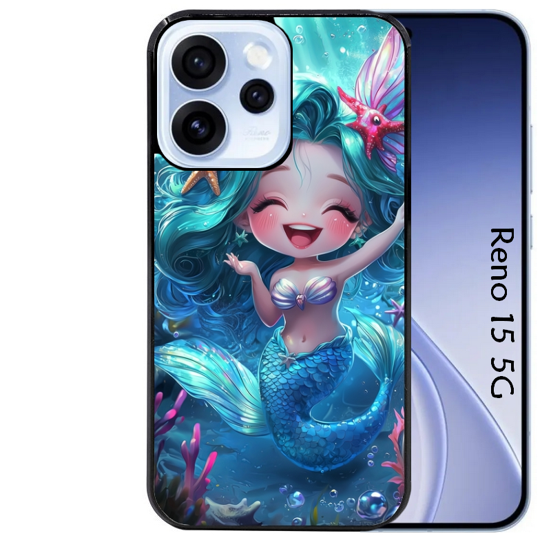 Coque noire taperso pour OPPO Reno 15 et F FS 5G avec motif sirene style anime protection antichoc personnalisée