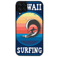Coque noire taperso pour galaxy A22 A32 A52 A52S 4G 5G  avec motif hawaii et surf protection antichoc personnalisée