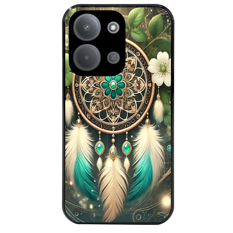 Coque noire taperso pour POCO C85 avec motif dreamcatcher talisman protection antichoc personnalisée