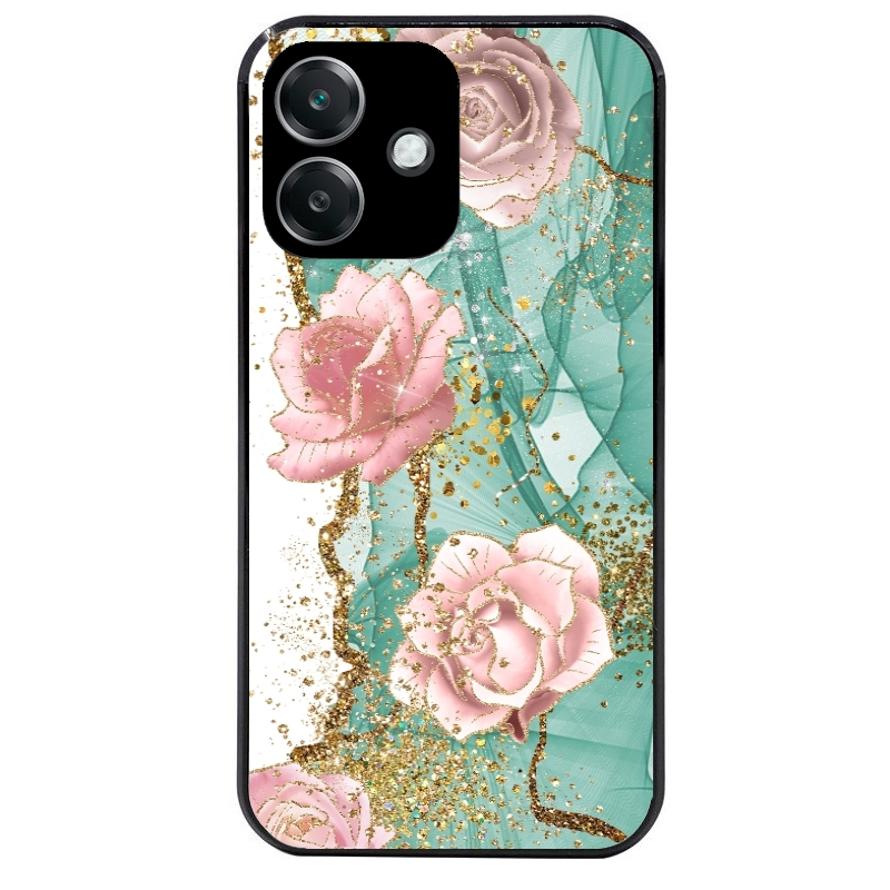 Coque noire taperso pour OPPO A40 avec motif marbre fleur turquoise protection antichoc personnalisée