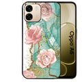 Coque noire taperso pour OPPO A6 A6X 4G et 5G avec motif marbre fleur turquoise protection antichoc personnalisée
