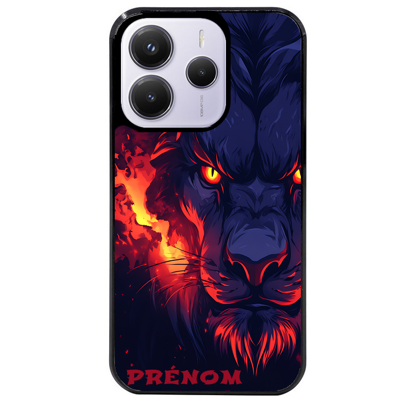 Coque noire taperso pour Redmi Note 14 et PRO PLUS 4G 5G avec motif lion anime protection antichoc personnalisée