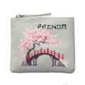 Porte monnaie personnalisé japan cerisier ivoire en feutrine en feutrine ivoire