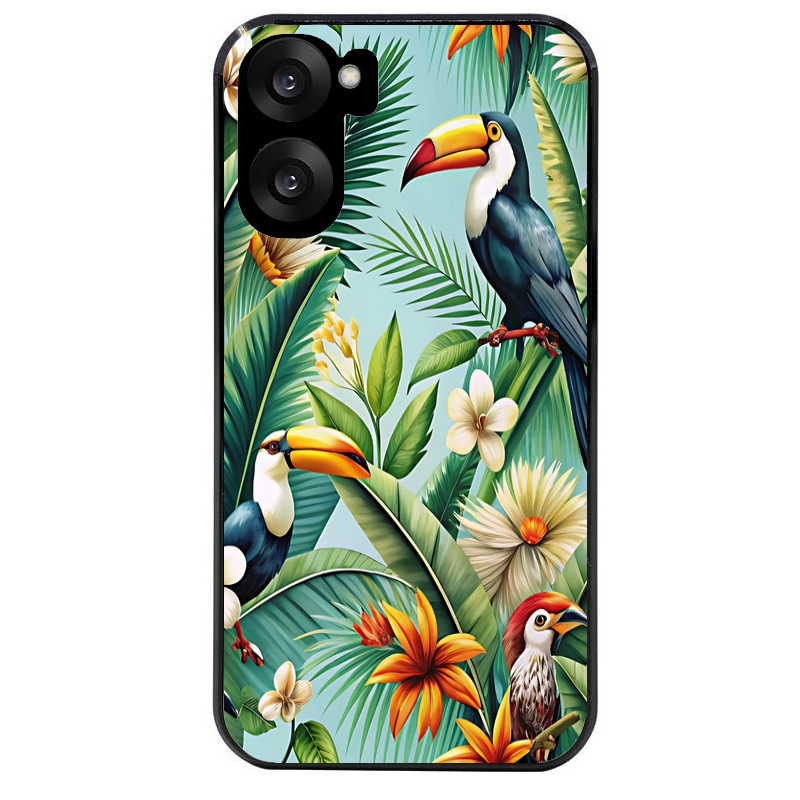 Coque noire taperso pour OnePlus Nord CE5 avec motif perroquet tropical protection antichoc personnalisée