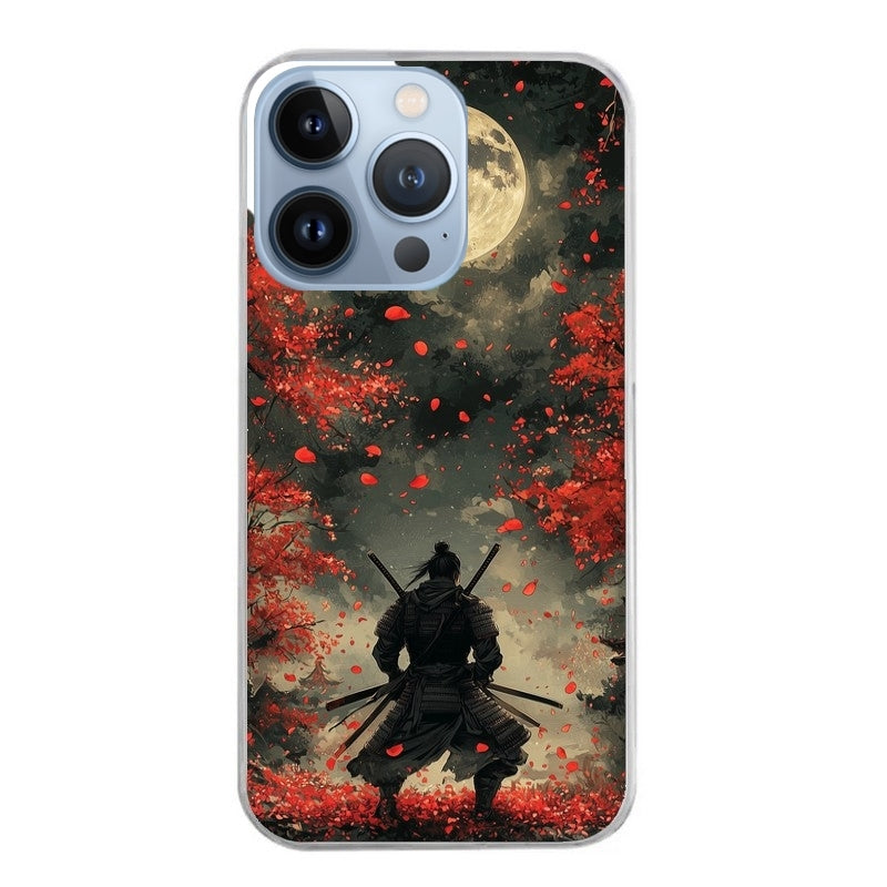 Coque taperso pour Iphone 14 et PRO PLUS PRO MAX avec motif samourai et katana protection antichoc personnalisée