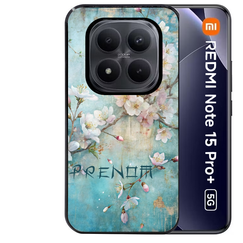 Coque noire taperso pour Redmi Note 15 et PRO PLUS 4G 5G avec motif fleur sakura personnalisee protection antichoc personnalisée