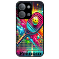 Coque noire taperso pour POCO C85 avec motif padel raquette personnalisee protection antichoc personnalisée