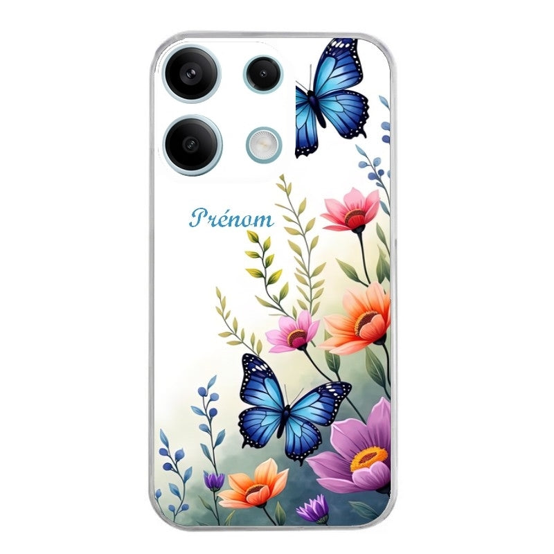 Coque taperso pour POCO X6 5G avec motif papillon prenom personnalisee protection antichoc personnalisée