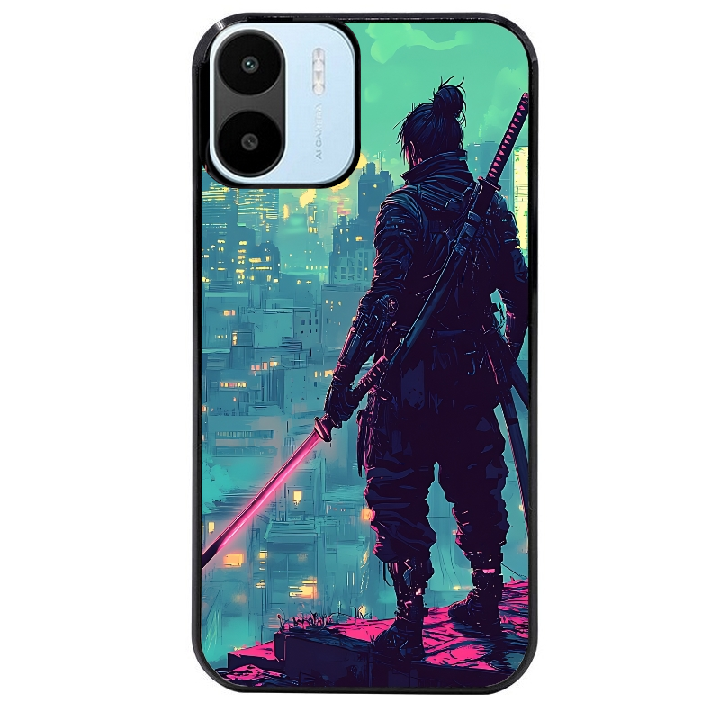 Coque noire taperso pour Redmi A1 et A2 avec motif samourai new york protection antichoc personnalisée