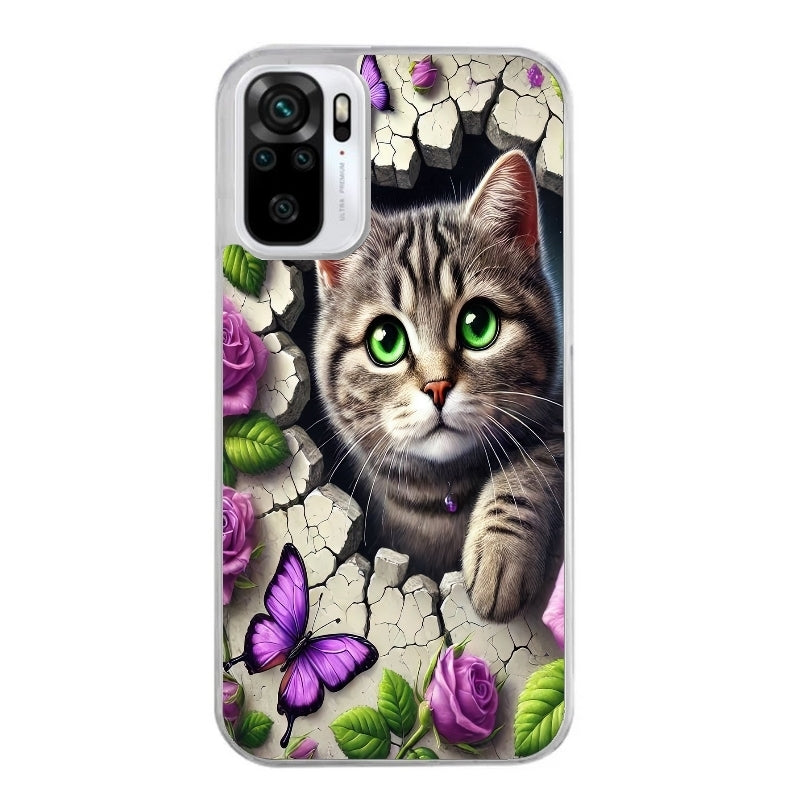 Coque taperso pour Redmi Note 10 4G 5G PRO 10S avec motif chat papillon 3 protection antichoc personnalisée