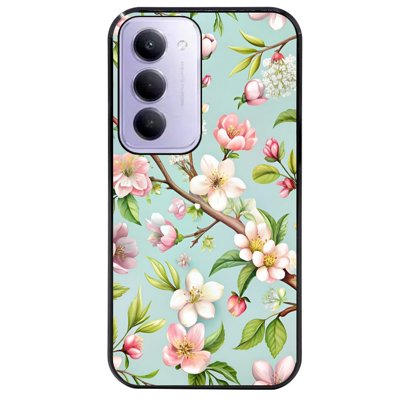 Coque noire taperso pour Redmi 15 4G et 5G avec motif fleur de printemps protection antichoc personnalisée