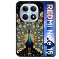 Coque noire taperso pour Redmi Note 15 et PRO PLUS 4G 5G avec motif paon mandala protection antichoc personnalisée