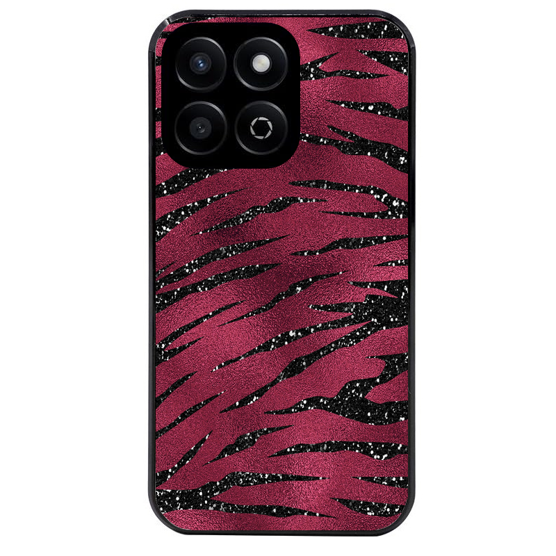 Coque noire taperso pour Honor X6B X5C X5C PLUS avec motif zebre grenat protection antichoc personnalisée