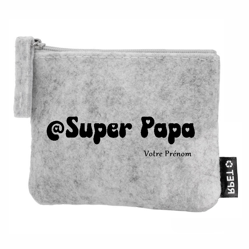Porte monnaie personnalisé super papa en feutrine en feutrine