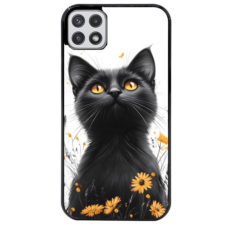 Coque noire taperso pour galaxy A22 A32 A52 A52S 4G 5G  avec motif chat eyes protection antichoc personnalisée