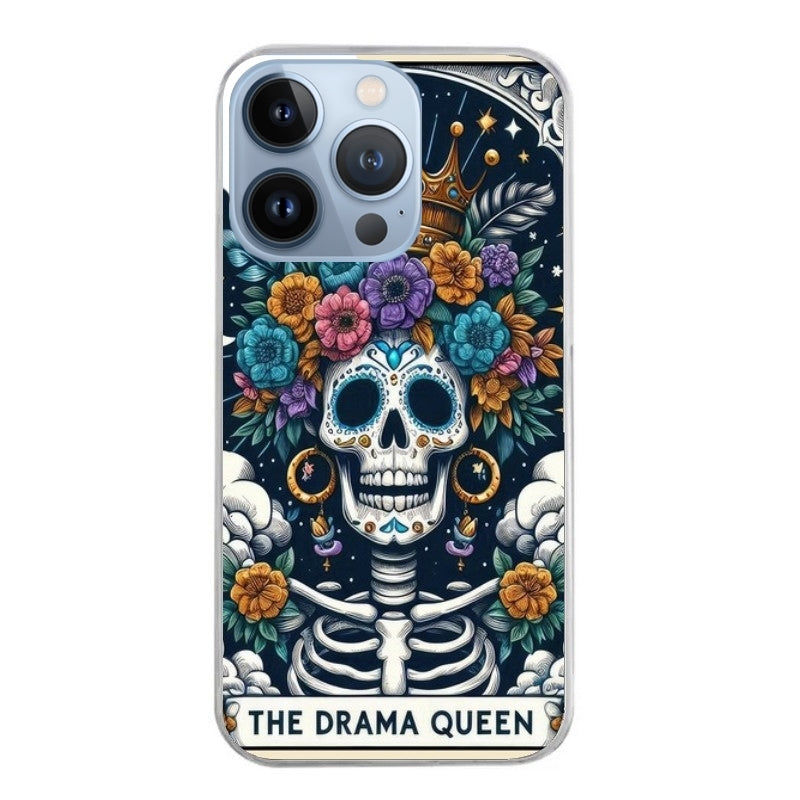 Coque taperso pour Iphone 12 et PRO MINI PRO MAX avec motif tete de mort drama queen protection antichoc personnalisée