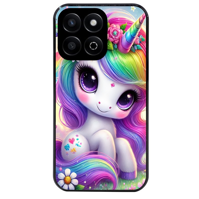 Coque noire taperso pour Honor 70 LITE 90 et LITE avec motif licorne et fleurs protection antichoc personnalisée