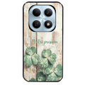 Coque noire taperso pour POCO M8 5G et PRO 5G avec motif bois et trefle personnalisee protection antichoc personnalisée