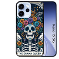 Coque noire taperso pour OPPO Reno 15 et F FS 5G avec motif tete de mort drama queen protection antichoc personnalisée
