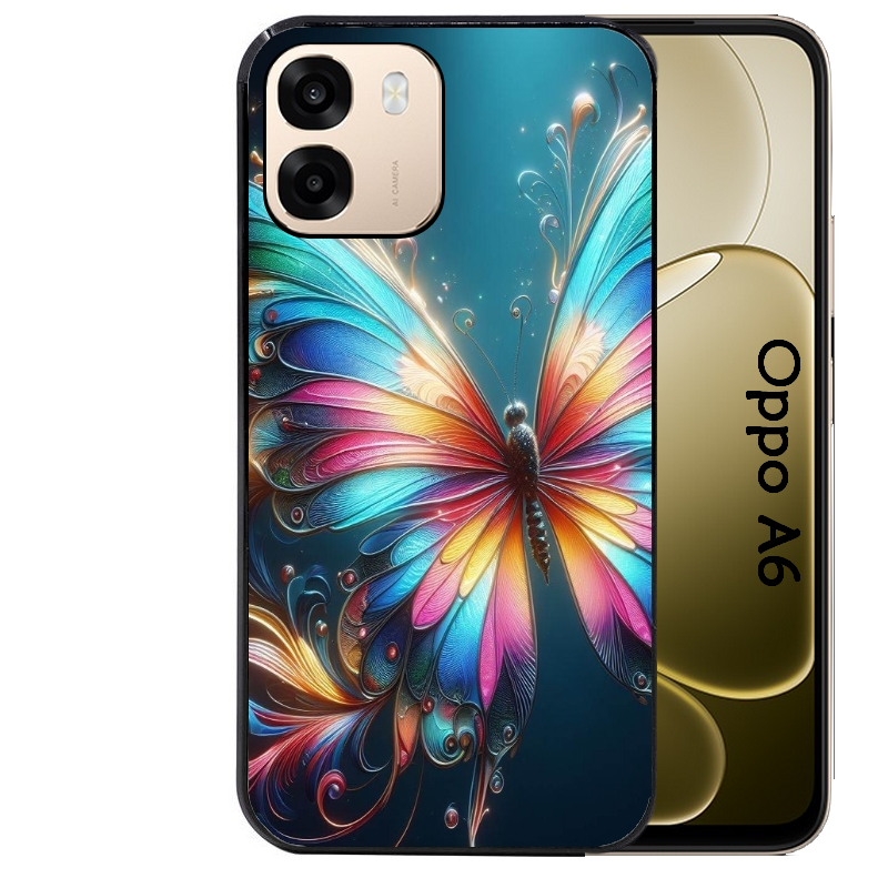 Coque noire taperso pour OPPO A6 A6X 4G et 5G avec motif papillon arc protection antichoc personnalisée