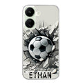 Coque taperso pour POCO C65 4G avec motif foot metal personnalisee protection antichoc personnalisée